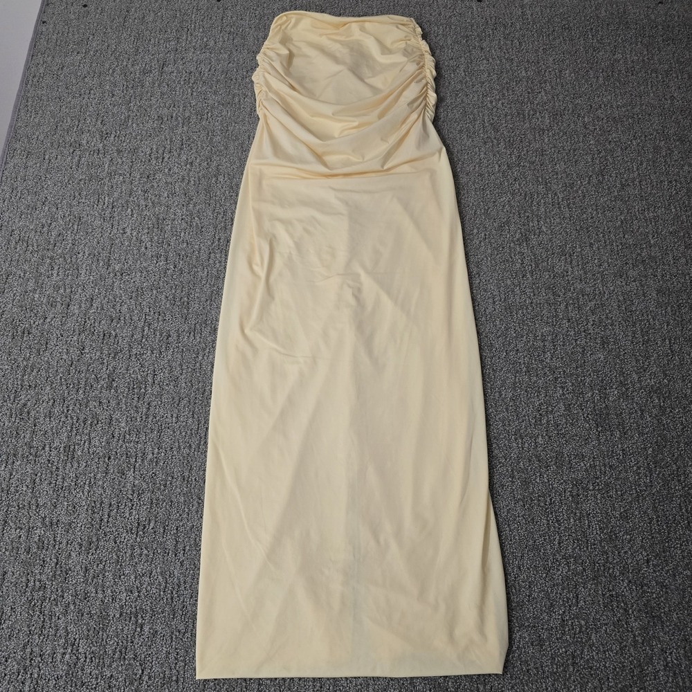 Maygel Coronel Cream Ruched Maxi Skirt Draped Bodycon Colombian Designer